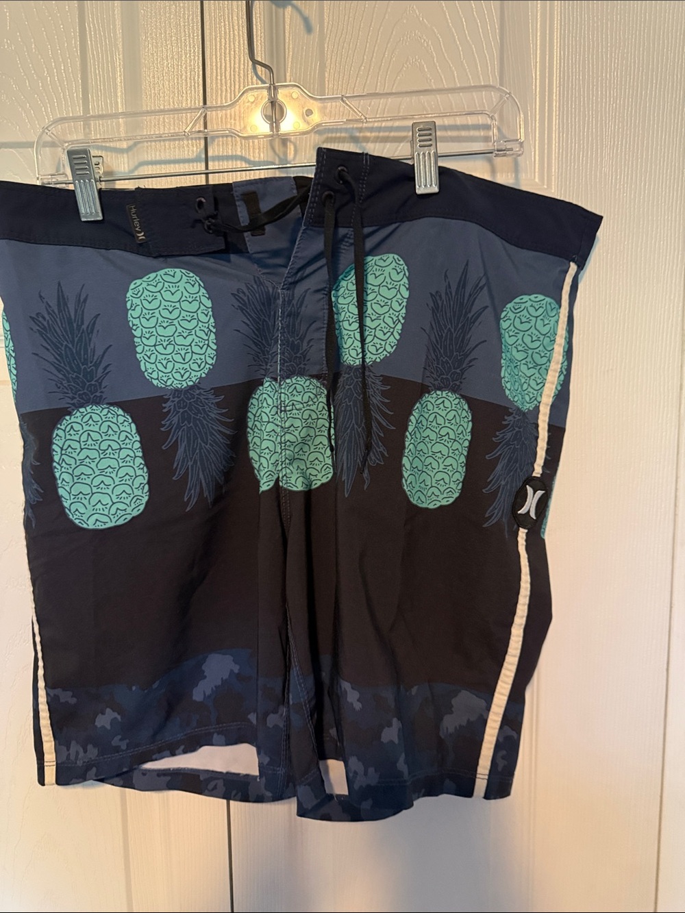 Hurley Navy and Aqua Pineapple Hybrid Swim Shorts